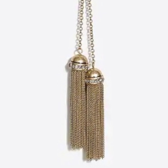 NWT J. Crew tassel rhinestone lariat long necklace - Picture 2 of 4